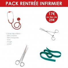 Pack infirmier (pince Kocher + ciseaux + stéthoscope + garrot)