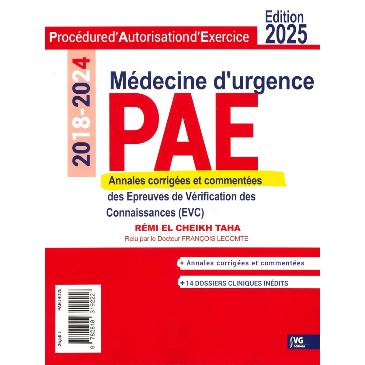Annales de Médecine d'urgence 2018-2024 PAE