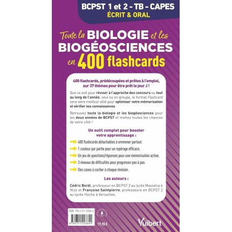 400 flashcards de Biologie BCPST 1re et 2e années, Licences, CAPES ...