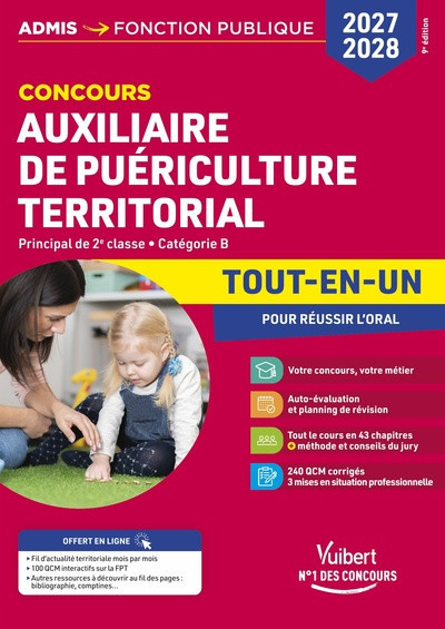 Concours Auxiliaire de Puériculture territorial 2027-2028 - Tout-en-un Principal de 2e classe - Catégorie B - 9e édition