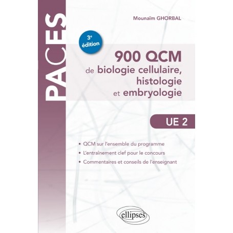 900 QCM de biologie cellulaire, histologie et embryologie UE2