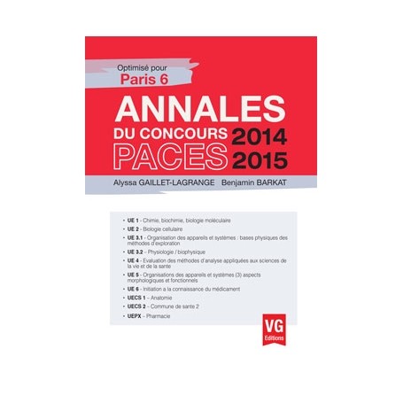 Annales 2014-2015 concours PACES - Paris 6