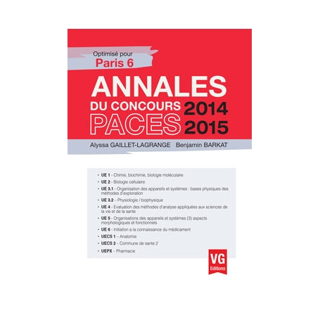 Annales 2014-2015 concours PACES - Paris 6